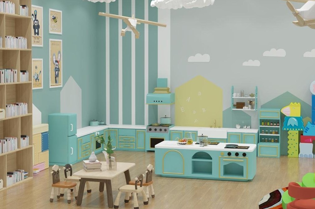 Kitchen role-play set in mint green timber