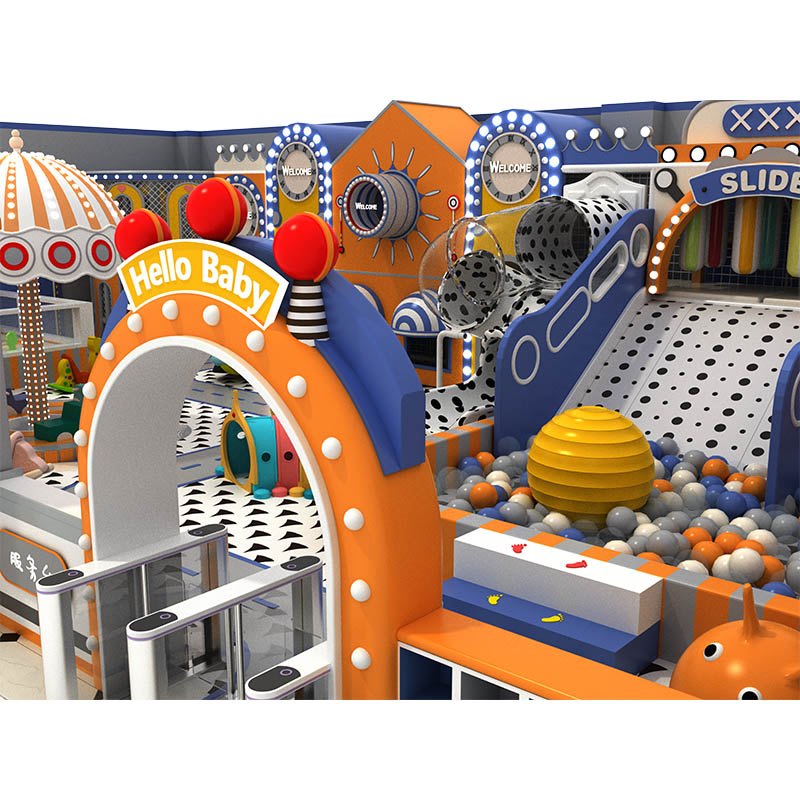 Bright themed indoor playground with carnival colours
